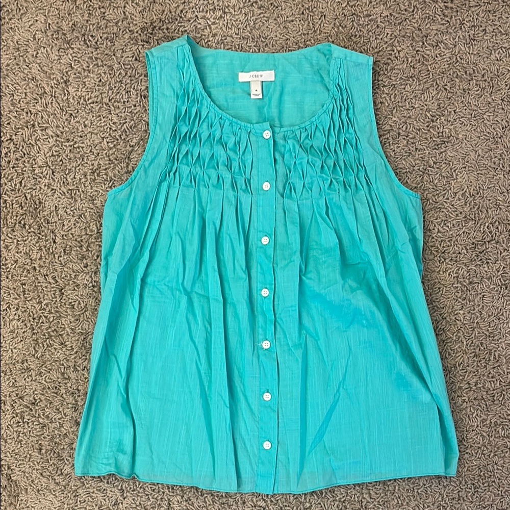 J Crew Smocked Sleeveless Top